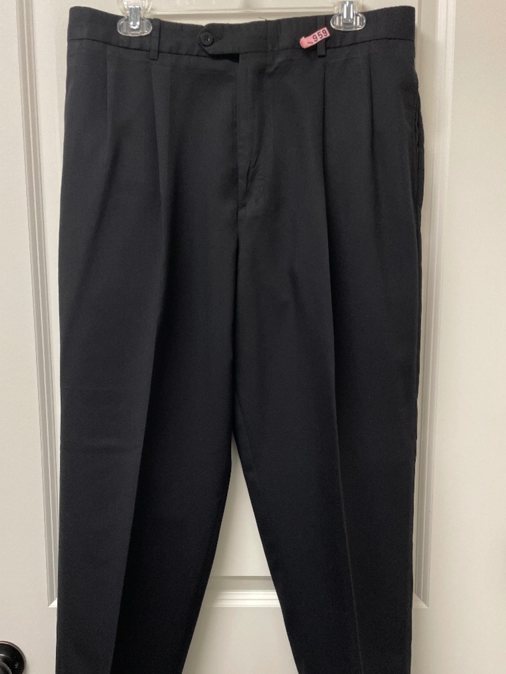 Geoffrey Beene 34x29 Dress Pants Black Pleated Cuffed Slacks Suit Pants Vintage
